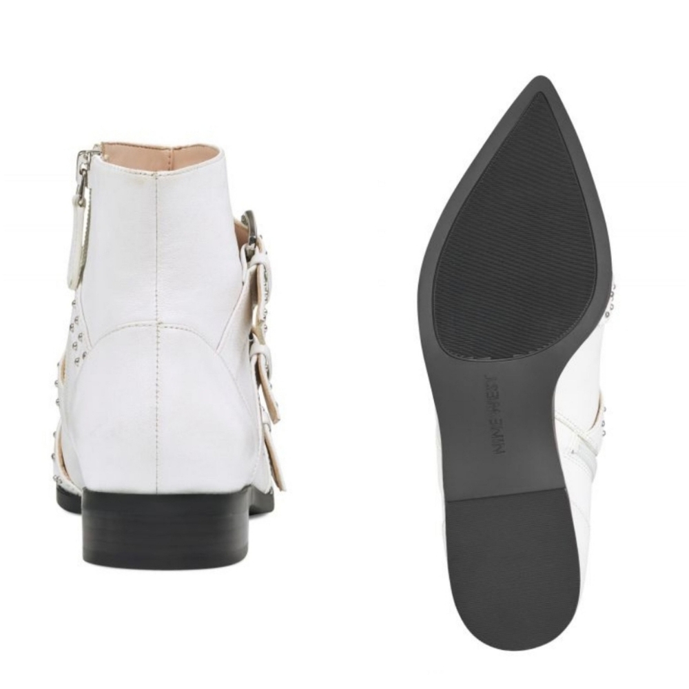 Edgy Chic Nine West Pointy Toe Studded Booties - Picture 5 of 8